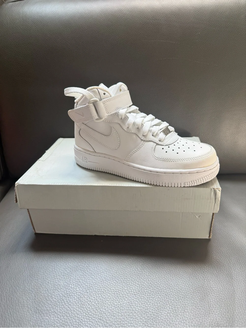 Nike Air Force MID (GS) Sneakers 314195 113 White/White/White Kids Size 3.5Y New